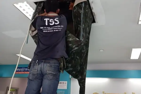ช่าง TSS เข้าบำรุงรักษาระบบปรับอากาศที่โรงพยาบาลเทียนฟ้ามูลนิธิ